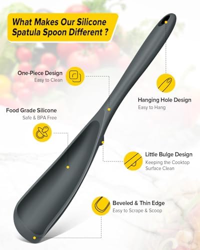 BUNDLEPRO Silicone Cooking Spoons for Nonstick Cookware, One-Piece