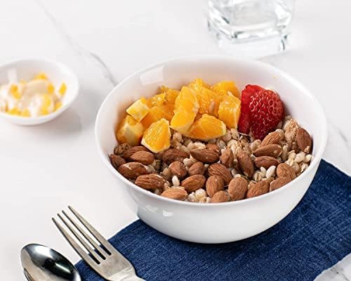 DELLING 22 Oz Ceramic Cereal Bowls Set of 6, White Porcelain Soup