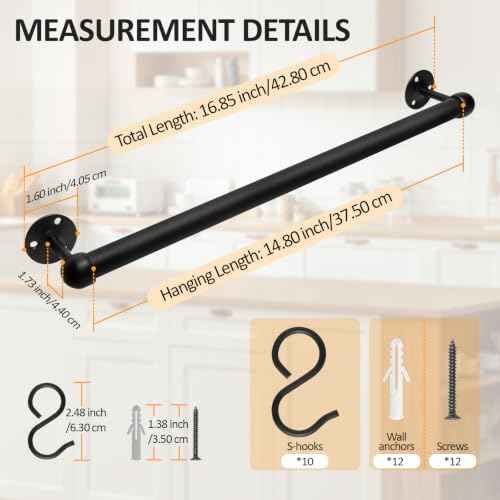 16'' Stainless Steel Kitchen Utensils Rack, 2 Pack Pot Hanger