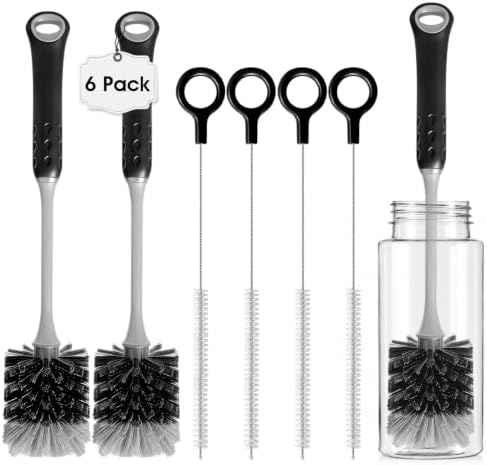 AONEZ 6 Pcs Bottle Brush Set, Straw Brush with Plastic Hanging Loop