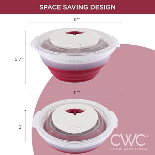 COOK WITH COLOR Collapsible Salad Spinner - 4 QT Space Saving Lettuce