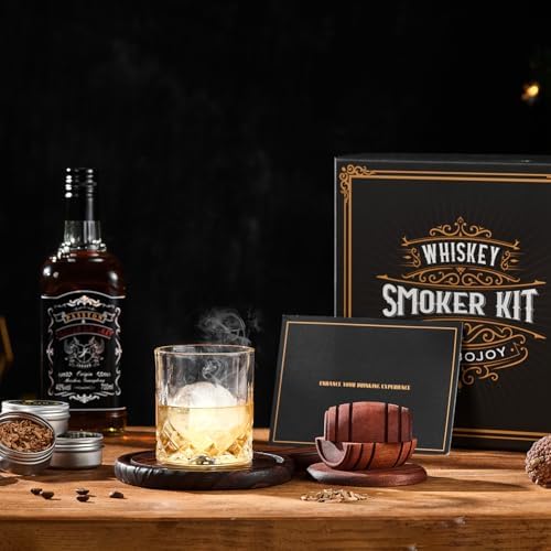 Whiskey Smoker Kit with Torch - 6 Flavors Wood Chips, 2 Glasses, 2 Ice