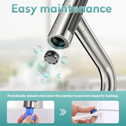 MIAOHUI Kitchen Faucet with Glass Rinser, Brushed Nickel