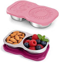 QCQHDU Reusable 2-Compartment Stainless Steel Snack Containers, 2 Pack