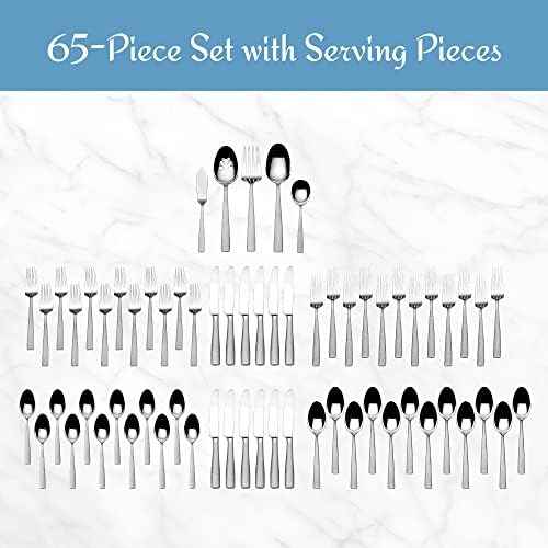 Mikasa Oliver Flatware Set, 65-Piece Service for 12, 18/10 Stainless