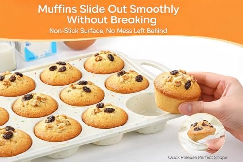 2-Pack 12-Cup Silicone Cupcake Pan, Nonstick Flexible Muffin Pan