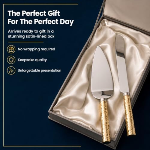 Creative Gifts International Gold Hammered Handle Knife and Server Set