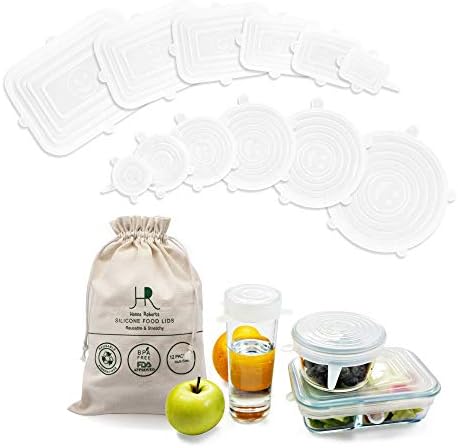 Hanna Roberts 12 Pack Silicone Stretch Food Lids, Clear