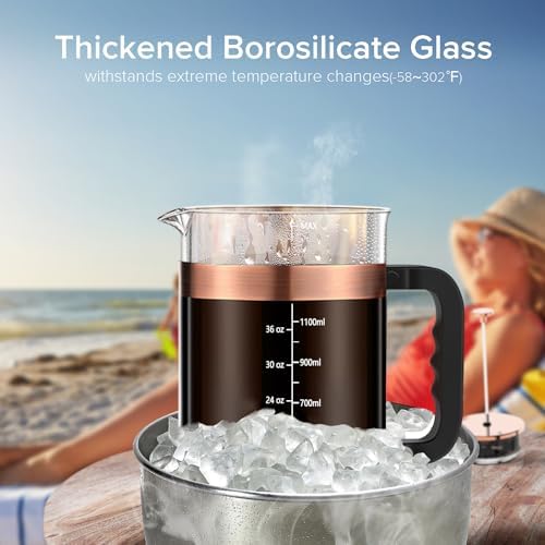 QUQIYSO 51oz Thickened Glass French Press Coffee Maker