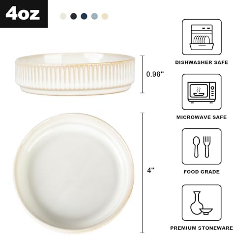famiware Soy Sauce Dish, 4oz Dipping Bowls Set of 6, Cappuccino White