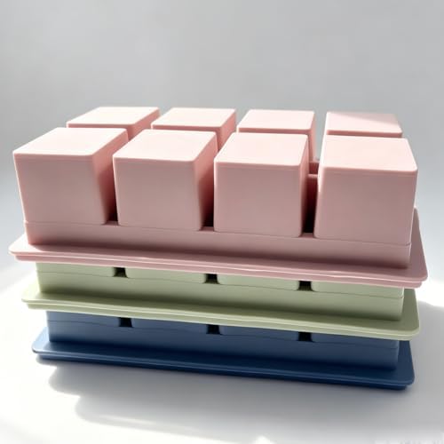 Large Silicone Ice Cube Trays with Lids, 3 Pack 2 Inch Square Ice Cube