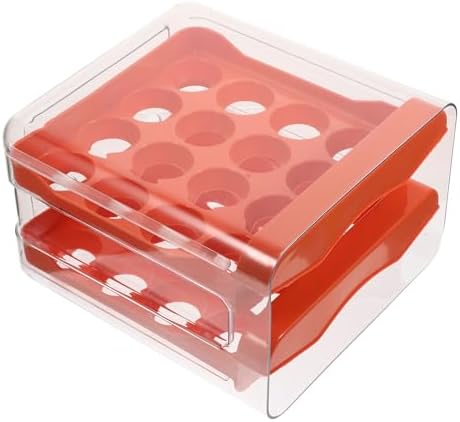 Egg Box Organizer with 32 Slots, Plastic Double Layer