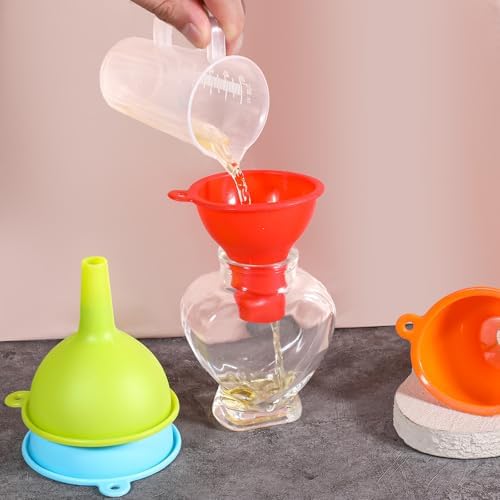 4 Pack Kitchen Silicone Funnel, 4 Colors Kitchen Funnel Set Wide Mouth