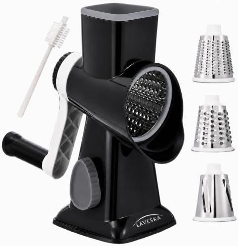 Rotary Cheese Grater, 4-in-1, Black