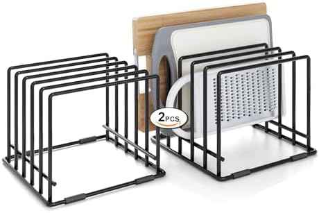 2-pack 5-slot baking storage scratch-resistant cookie tray organizer with anti-slip frame for kitchen cabinet - portable and dust-resistant