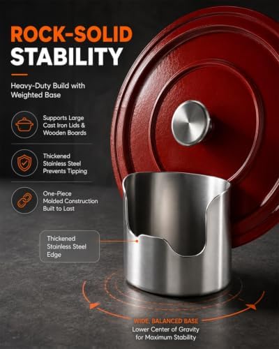 Kitchen Stainless Steel Utensil Pot Lid Holder Countertop