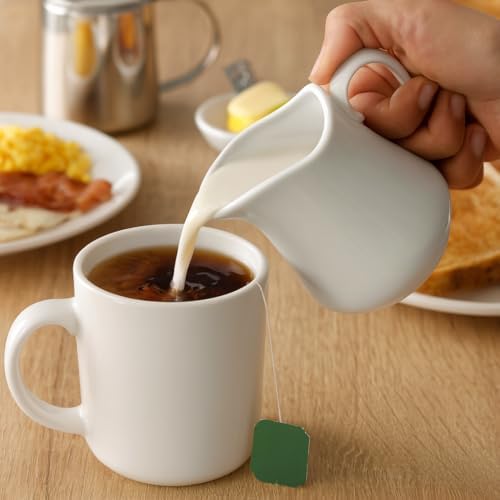HIC Kitchen Creamer Pitcher With Handle, Fine Porcelain, 8-Ounce