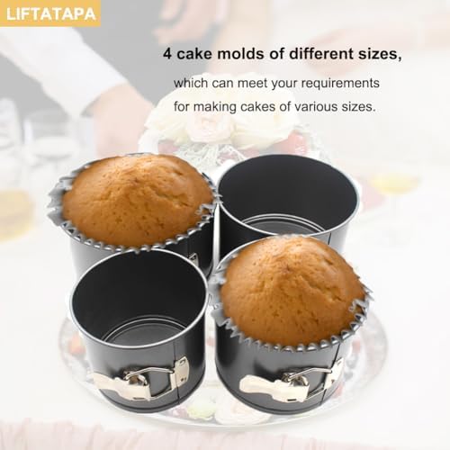 4Pcs Springform Pan (4inch, 5inch, 6inch, 7inch), Non-stick Cake Tin