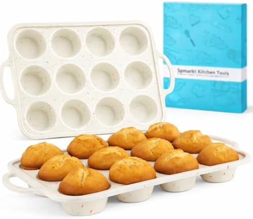 2-Pack 12-Cup Silicone Cupcake Pan, Nonstick Flexible Muffin Pan