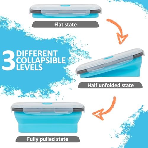 Collapsible Silicone Food Storage Containers Set with Lid & Air