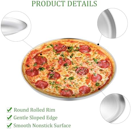 Pizza Pan Set of 2, Stainless Steel Pizza Tray for Oven, Round Pizza