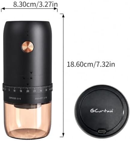Portable Electric Coffee Grinder, Stainless Steel, 40 Settings