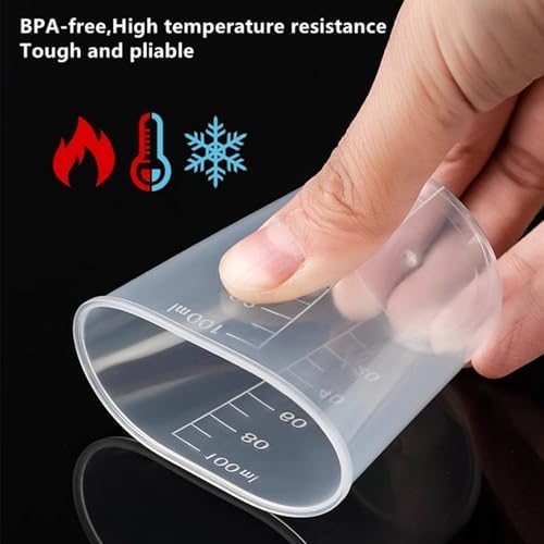 5 Pack Measuring Cup Set,3.4 Oz (100ml) Transparent Plastic Liquid