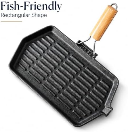 Sartén Para Freír Pescado, 14 x 8 in Cast Iron Fish Grill Pan