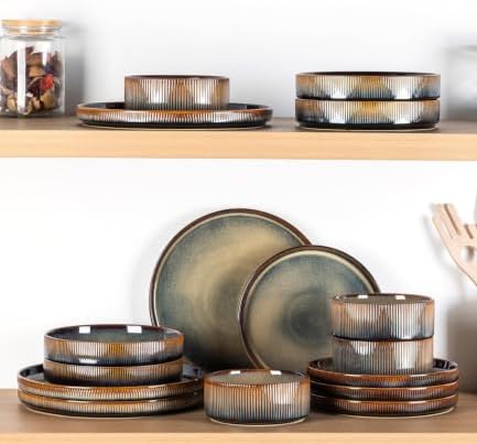 theterra Ceramic Dinner Plates Set of 2, 10.25 Inch Dinnerware Plates