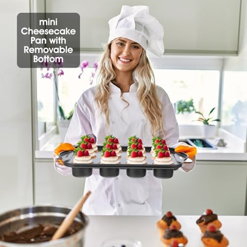 2 Pack Mini Cheesecake Pans Removable Bottom 12 Cavity Mini Cupcake