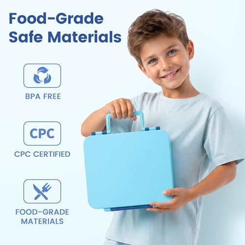 LOHASOK Bento Lunch Box for Kids with 8oz Soup Thermo,Blue