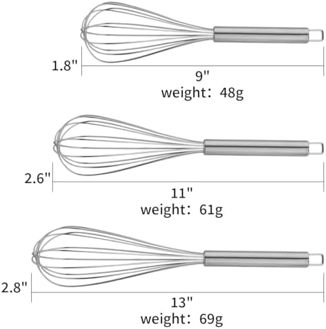 Keewah Whisk Set - 9”, 11”, 13” - Stainless Steel