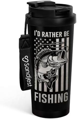 SANDJEST Fishing Tumbler - Stainless Steel 2-in-1 Lid Coffee Tumbler