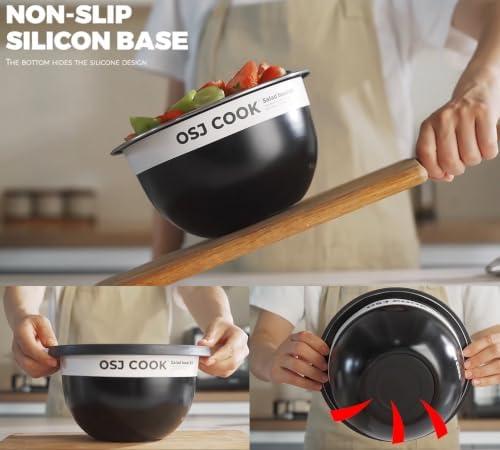 74oz Salad Bowl Kit with Lid & Tray, Scratch-Resistant 18/8 Stainless