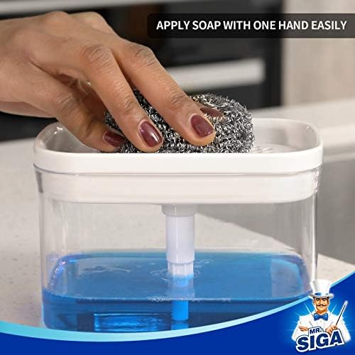 MR.SIGA Dish Soap Dispenser with Sponge Holder, White