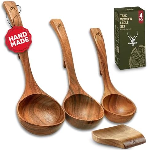 4-Piece Teak Wood Ladle Set