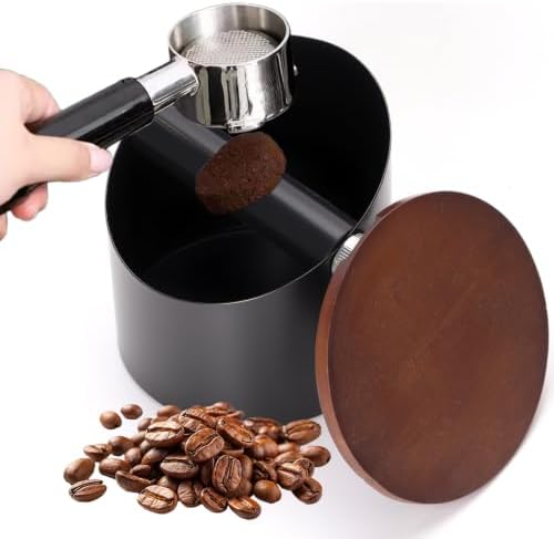 Coffee Knock Box with Lid,Stainless Steel Espresso Knock Box,Non-Slip