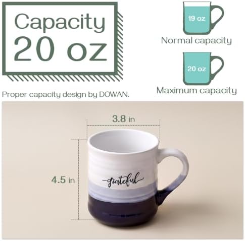 DOWAN 20 oz Coffee Mugs, Large Mugs with Word Blessed Grateful