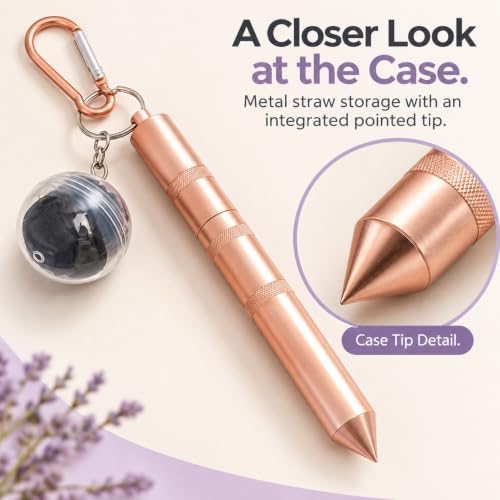 3-in-1 Reusable Metal Straw with Drink Cover & Glass Hammer for Car