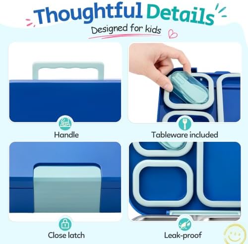 Kids Stainless Steel Bento Lunch Box with Bag (Blue)