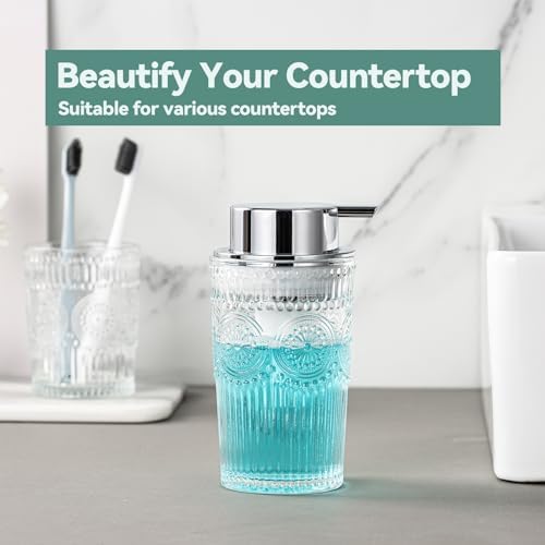 Glass Foaming Soap Dispenser for Bathroom with Silvery Foam Pump