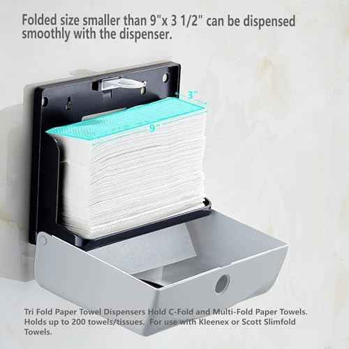 Modunful Compact Folded Paper Towel Dispenser Wall Mount Keyless for