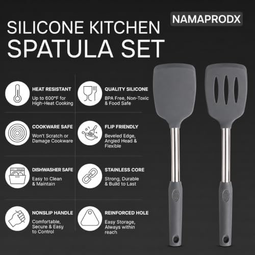 Silicone Spatula Set (2-Pc) - 600°F Heat Resistant, BPA Free