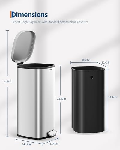 Garvee Stainless Steel Step Trash Can Set of 2