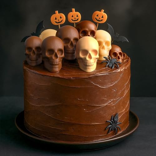 6 Cavities Large Skull Cake Pan Silicone Mold - 3D Skull Ice Cube
