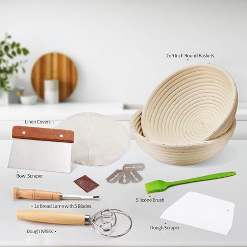 Dimpola Sourdough Baking Kit with Two 9 Inch Banneton Proofing