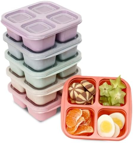 6 Pack Snack Containers, 4 Compartment Snack Box Containers Bento Box