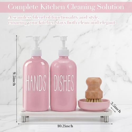 Pink Hands Glass Soap Dispenser