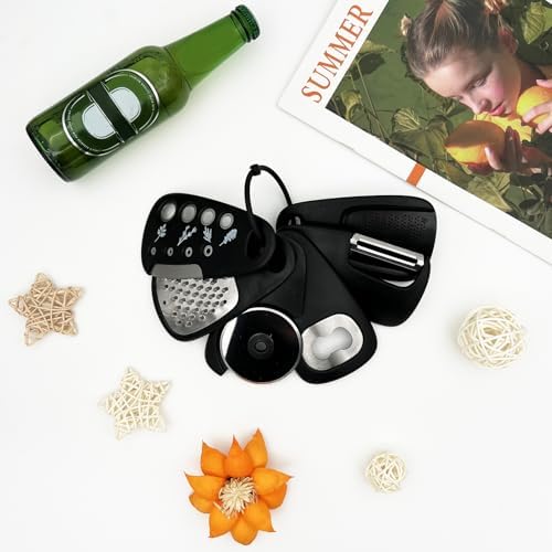 6-Piece Unique Kitchen Gadget Set in Black, Stackable Space-Saving