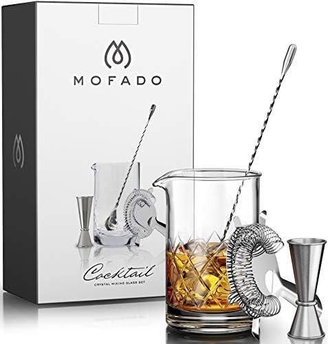 MOFADO. Premium Crystal Cocktail Mixing Glass Set - Professional